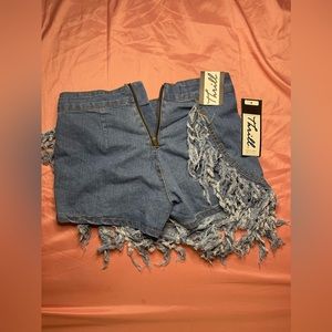 Thrill zip up jean skirt.